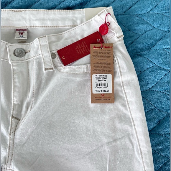 NWT True Religion “Optic White” Cream Ivory Ripped Skinny Curvy Jeans - W 31 - Picture 10 of 13